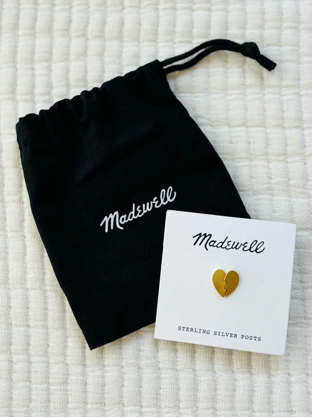 Madewell Heart Breaker Earrings Sterling Silver Posts in Brushed Gold NWT